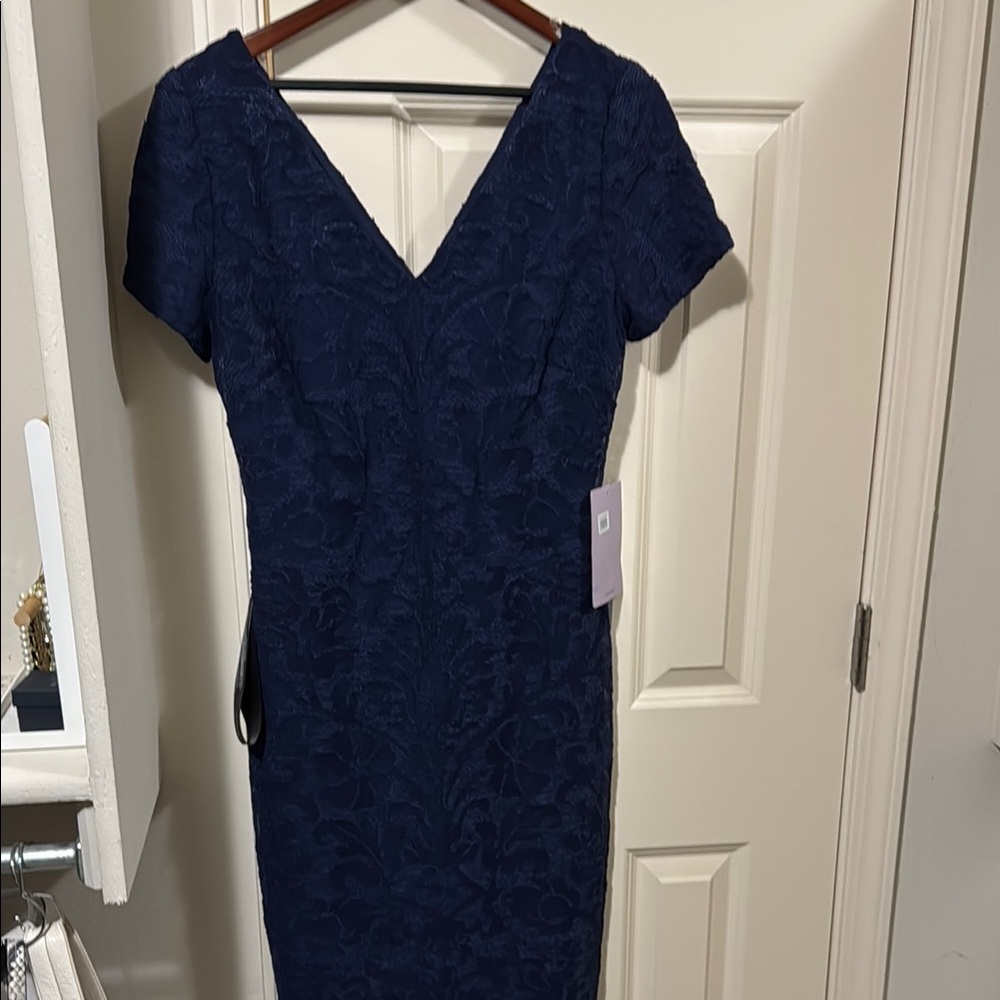JS Collections Midnight Blue Lace Midi Dress